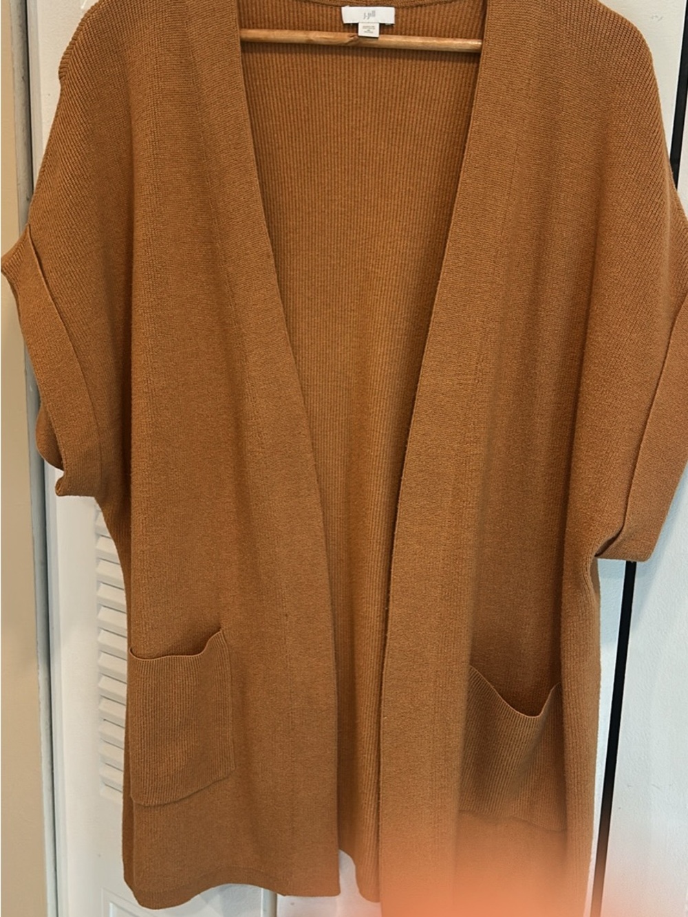 J. Jill Open-Front Camel Brown Short-Sleeve Cardigan